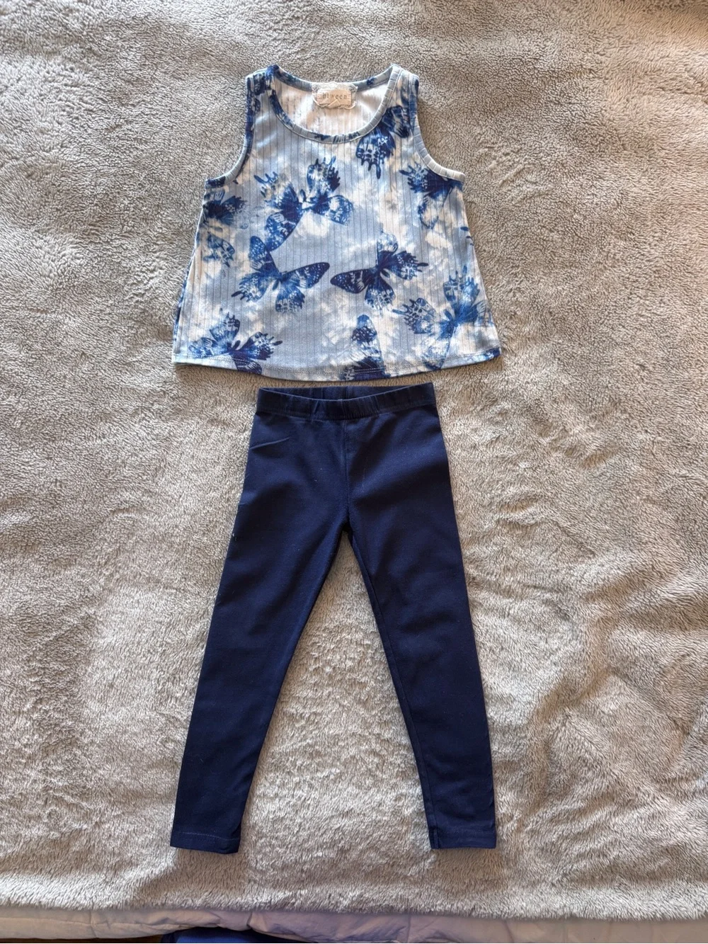 btween Blue and White Butterfly Tank with Navy Leggings Set 4T - Picture 8 of 8